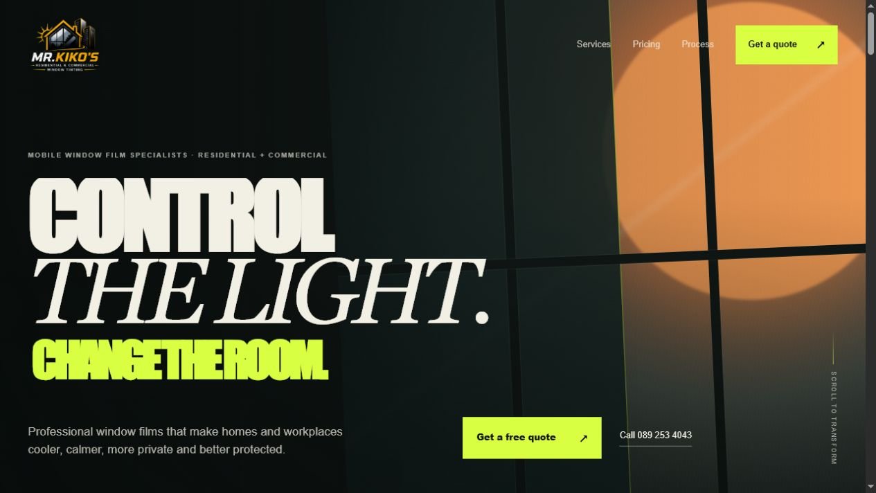 Mr. Kiko's Tints website homepage